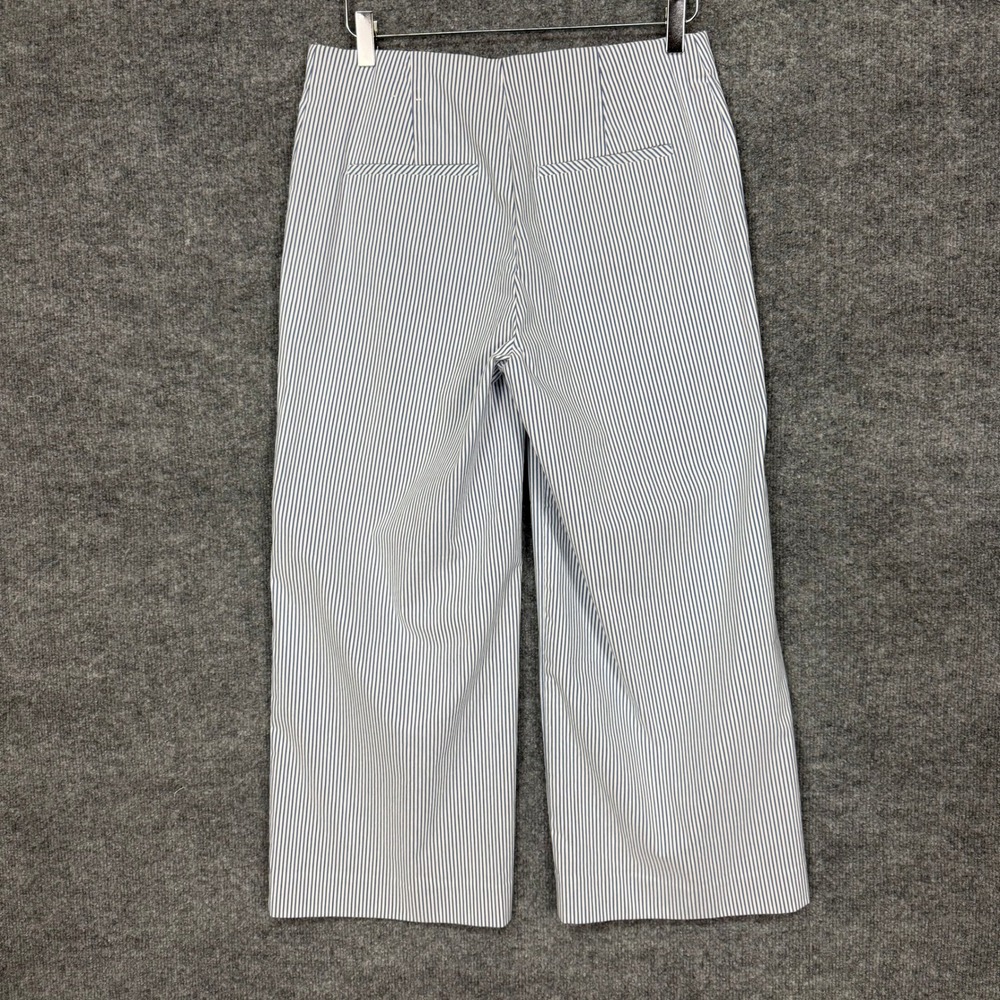 Chicos Pants .5 Womens 6 Blue White Pinstripe Perfect Stretch Wide Leg Cropped - Picture 3 of 14